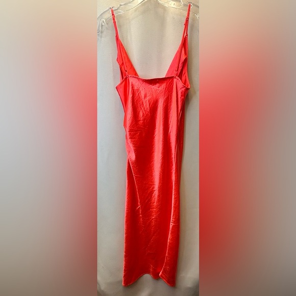 Double Zero Midi Dress Color Orange Coral Neon Size Lovely Large - Picture 3 of 7